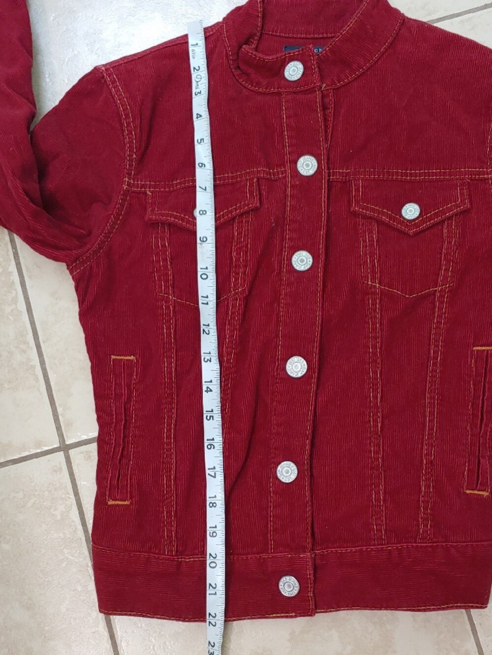 Vintage Y2K Gap Jacket Women's Red Corduroy Button Trucker Size S - Picture 5 of 7